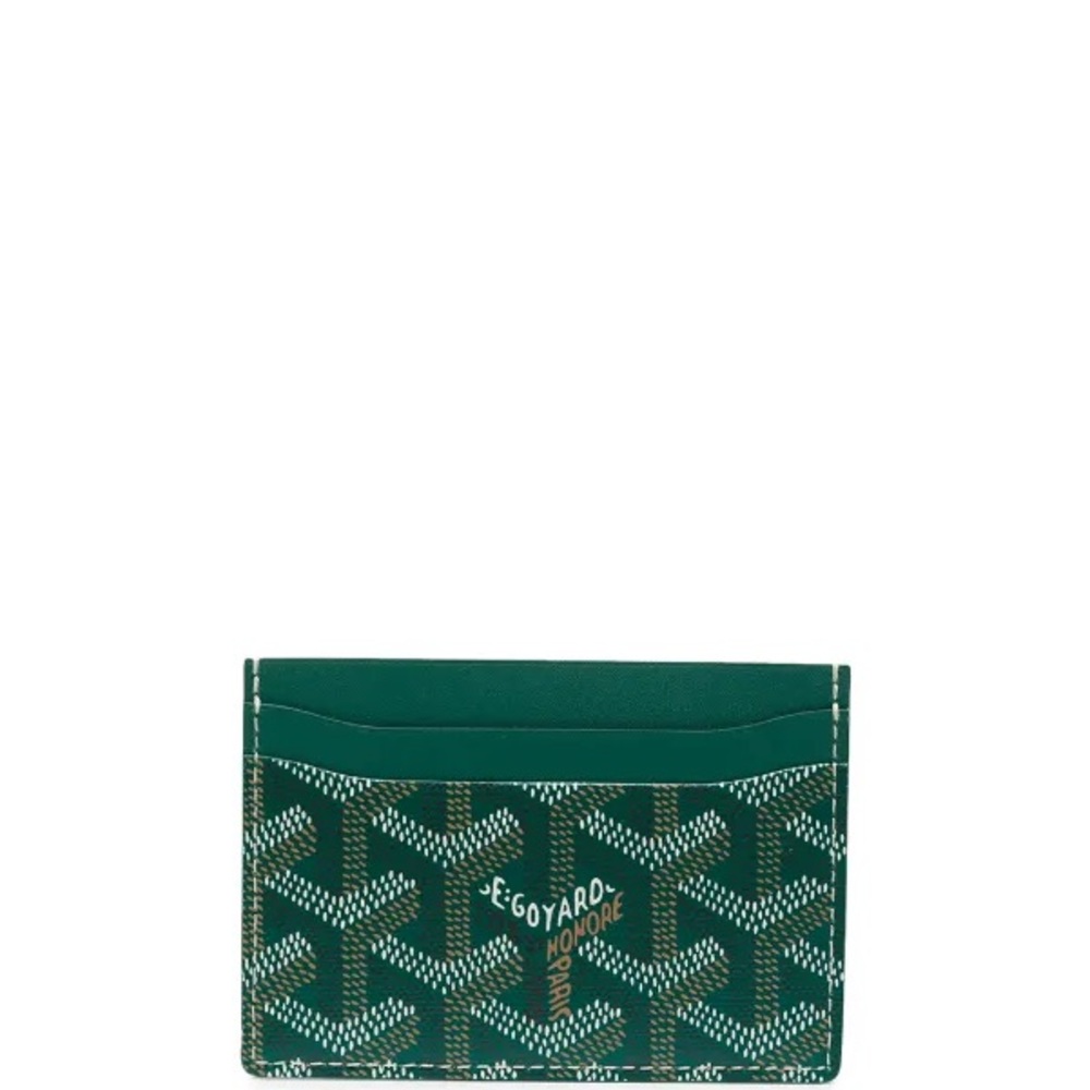 Goyard Green Chevron Card Holder